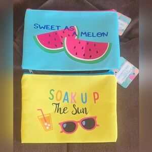 NWT Greenbier "Soak Up The Sun"&Sweet As A Melon Zip-Shut Cosmetic Bags,…